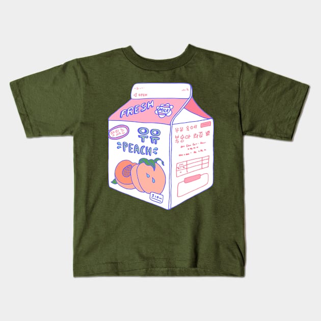 Peach Milk Kids T-Shirt by LauraOConnor